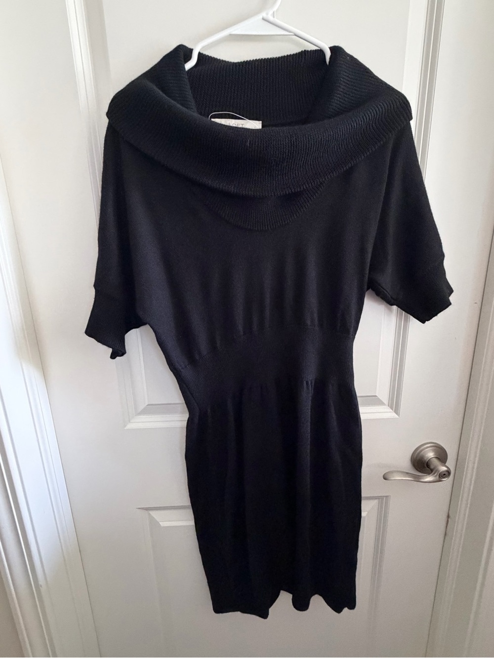 LOFT Black Knit Top with Wide Cowl Neck